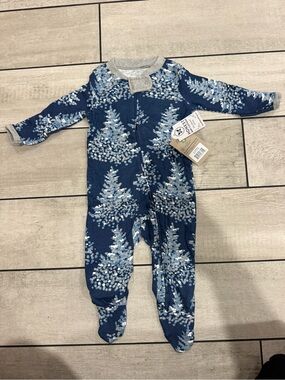 NEST Fragrances Navy Blue Tree-Print Footed One-Piece